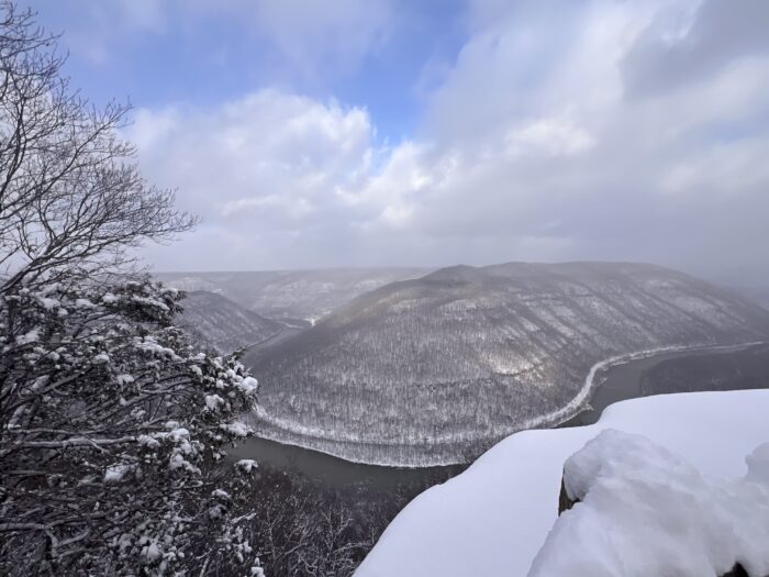 view of Grandview overlook in the snow