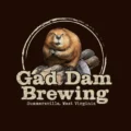 Logo featuring a chubby beaver sitting on logs, with the text “Gad Dam Brewing” and “Summersville, West Virginia” below.