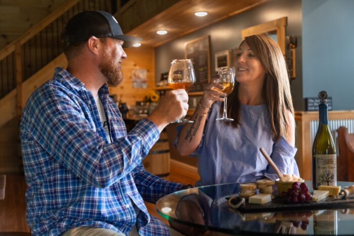 Couple drinking at Old World Libations